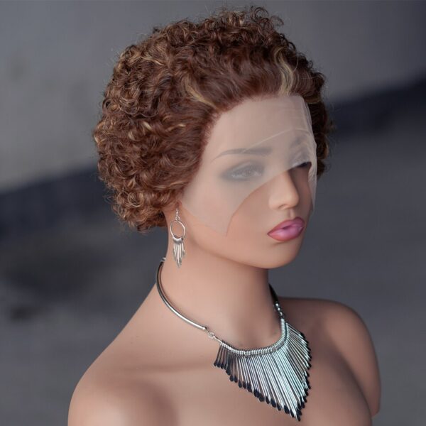 Peruca Encaracolada Pixie Corte com Renda Transparente, Água Onda Profunda, Bob Curto, Cabelo Humano, 13x1 - Image 7