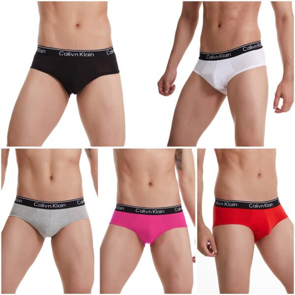 Kit 5pcs Cueca masculina respirável gelo seda roupa interior cuecas 3d-pouch tanga - Image 12