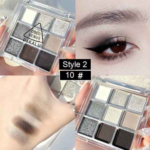 Sombra 9 Colors Glitter Eyeshadow Palette Pearlescent Matte Earth Color Acrílico Paleta de Sombras Impermeável, Coreano - Image 22
