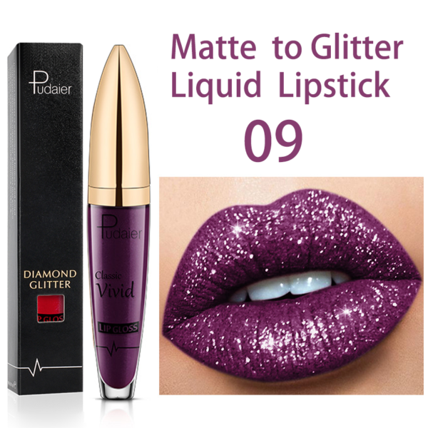 Batom Diamante brilho perolado brilho labial à prova waterproof água de longa duração fosco brilho - Image 10