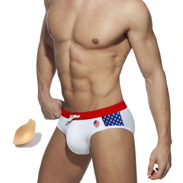 Sunga masculina banho Nova Bandeira Swimwear, Sexy Push Up Pad Swimsuit,  Praia Surf Banho, Curto, UXH - Image 11