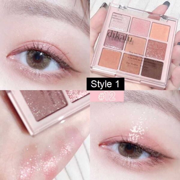Sombra 9 Colors Glitter Eyeshadow Palette Pearlescent Matte Earth Color Acrílico Paleta de Sombras Impermeável, Coreano - Image 9