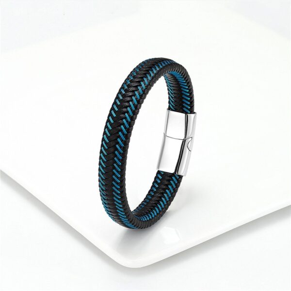 Pulseira de corda trançada, Aço inoxidável couro, jóias vermelhas masculinas - Image 18