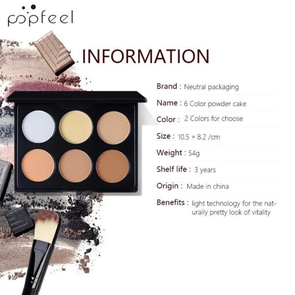 Pó Facial-Face Oil-Control , Blusher, Sombra, Reparar, Iluminar, Corretivo, Maquiagem, Paleta de Contorno, 6 Cores - Image 2