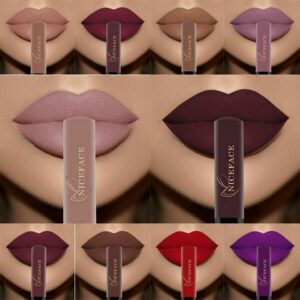 Batom Líquido-Niceface Matte Nude Impermeável, Brilho Labial, Hidratante, Lipgloss de Longa Duração, Labial, 34 Cores
