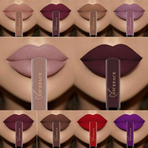 Batom Líquido-Niceface Matte Nude Impermeável, Brilho Labial, Hidratante, Lipgloss de Longa Duração, Labial, 34 Cores