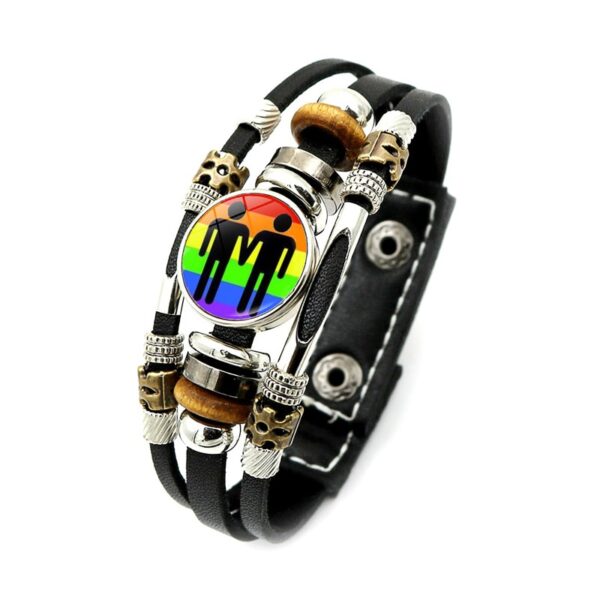 Pulseira LGBTQ orgulho arco-íris, bissexual pansexual snap botão, gay, amizade, lésbica, couro unissex - Image 6