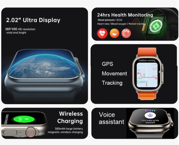 Smartwatch Ultra 8 para homens e mulheres, NFC, GPS Track, Chamada Bluetooth, Smartwatch Esportivo Impermeável, Série 8, Novo, 49mm - Image 11