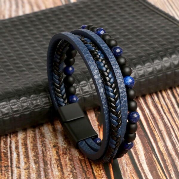 Pulseira de Couro Multicamada Trançada para Homens, Joia Frisada Olho de Tigre, Moda Clássica, Presente de Festa, Alta Qualidade, 19 cm, 21 cm, 23cm - Image 17