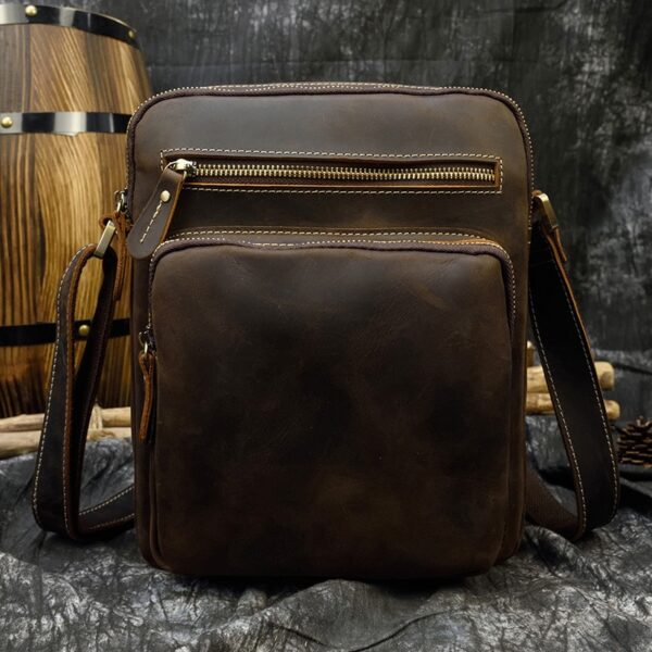 Bolsa em couro, Alta qualidade, de ombro masculino crossbody grosso - Image 3