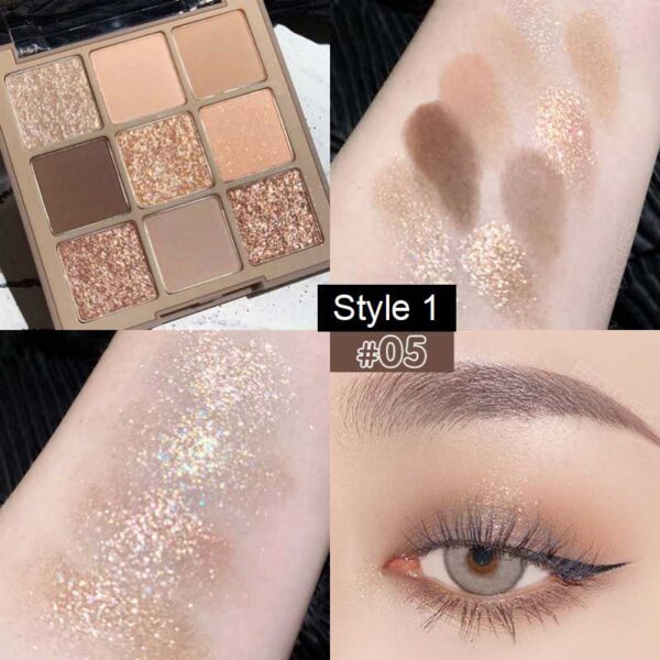 Sombra 9 Colors Glitter Eyeshadow Palette Pearlescent Matte Earth Color Acrílico Paleta de Sombras Impermeável, Coreano - Image 6