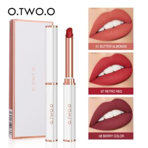 Batom Matte O.TWO.O, de longa duração 24h sem transferência tonalidade labial à prova d água bálsamo hidratação nude 6g gloss labial
