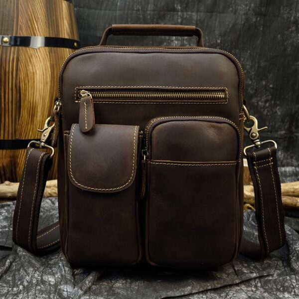 Bolsa em couro, Alta qualidade, de ombro masculino crossbody grosso - Image 10
