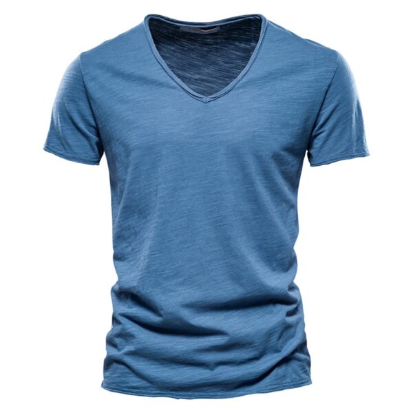 Camiseta monocromática com decote em O masculina, camiseta clássica, 100% algodão, alta qualidade, verão - Image 10