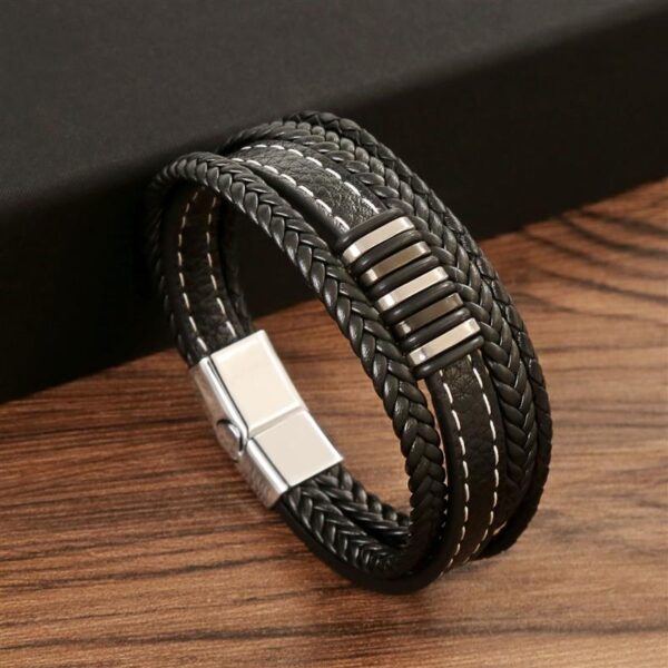 Pulseira de Couro Multicamada Trançada para Homens, Joia Frisada Olho de Tigre, Moda Clássica, Presente de Festa, Alta Qualidade, 19 cm, 21 cm, 23cm - Image 7