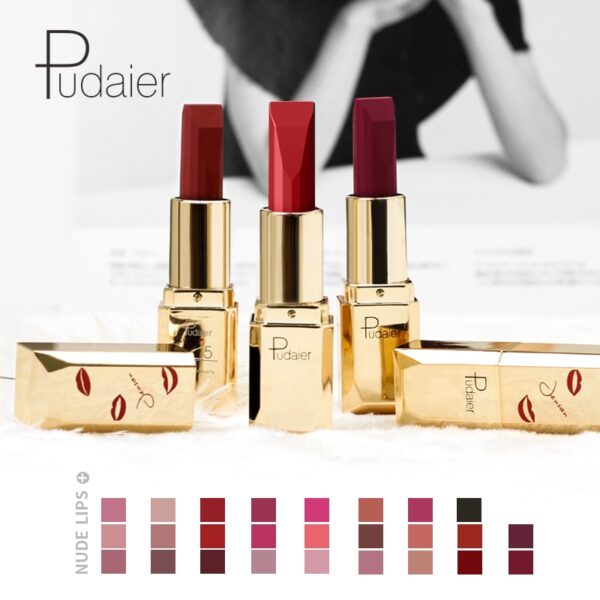 Batom Fosco Veludo Pudaier, Maquilhagem Lábios, Impermeável, Bastão Labial Macio, Tint Lip Balm, Kiss-Proof, Nu - Image 9