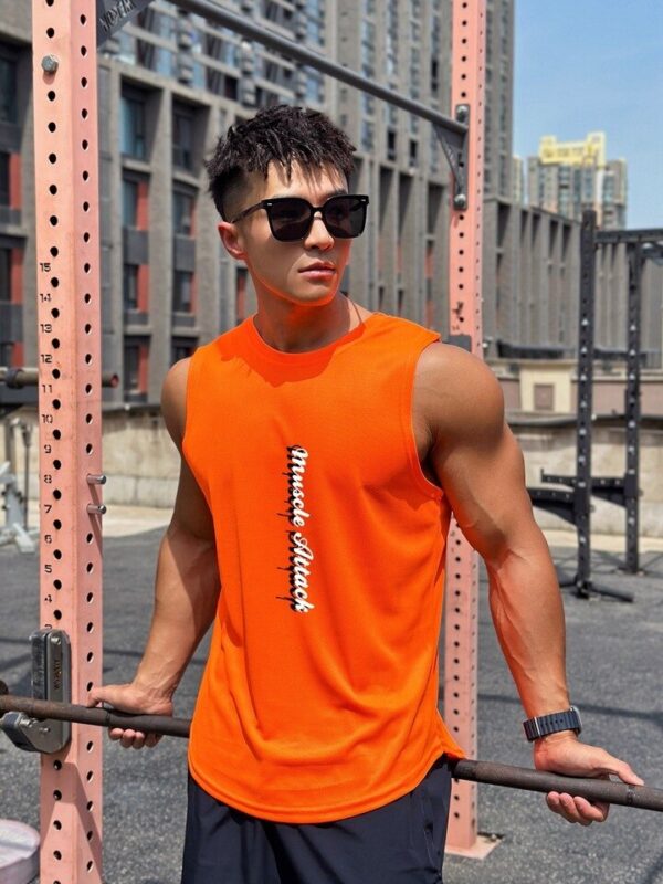 Camiseta sem mangas masculina de treino, regata de ginástica, roupa fitness, musculação, esportivo,  de malha, 2023 - Image 11