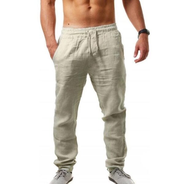 Calça Casual Algodão de linho masculino respiráveis, streetwear, jogging outono / verão - Image 2