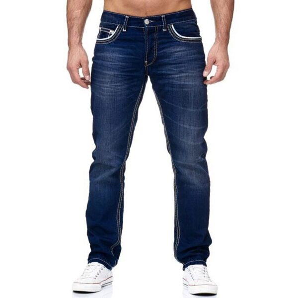 Calça Jeans masculina monocromático com bolsos, calça reta, casual, streetwear diário, primavera e verão - Image 8