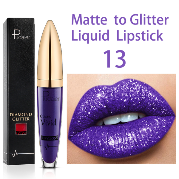 Batom Diamante brilho perolado brilho labial à prova waterproof água de longa duração fosco brilho - Image 18