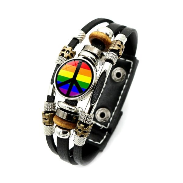 Pulseira LGBTQ orgulho arco-íris, bissexual pansexual snap botão, gay, amizade, lésbica, couro unissex - Image 17