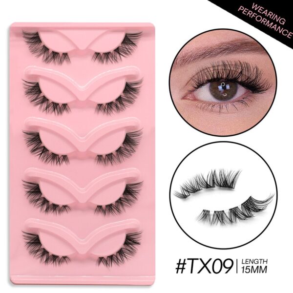 Cílios Curtos GROINNEYA  3D Mink Lashes Extensão, Postiços, Final, Alongada, Cat Eye, 5 Pares - Image 2