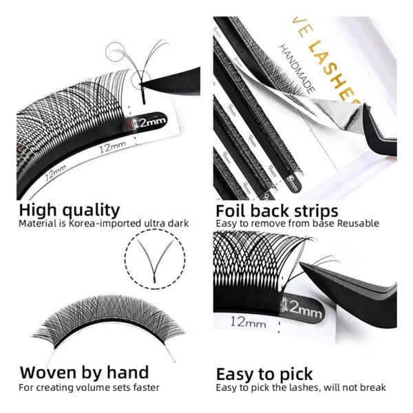 Cílios Falsos Y Forma, Extensões de Cílios, Natural Volume Brasileiro Fan Lash, Mão-Tecido Lash, YY, Double Tip Lashes, C D, 1 Case - Image 2