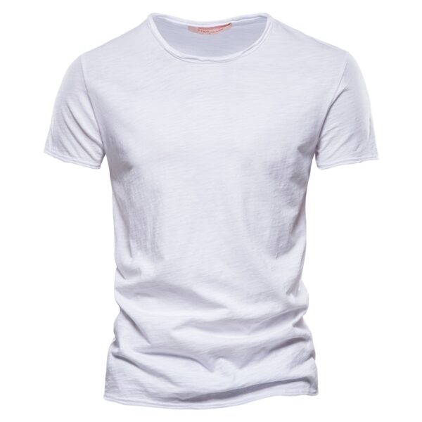 Camiseta monocromática com decote em O masculina, camiseta clássica, 100% algodão, alta qualidade, verão - Image 9