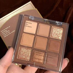 Sombra 9 Colors Glitter Eyeshadow Palette Pearlescent Matte Earth Color Acrílico Paleta de Sombras Impermeável, Coreano