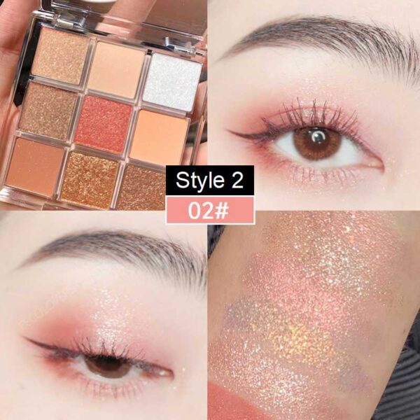 Sombra 9 Colors Glitter Eyeshadow Palette Pearlescent Matte Earth Color Acrílico Paleta de Sombras Impermeável, Coreano - Image 18
