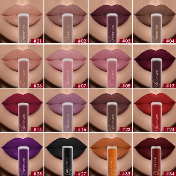 Batom Líquido-Niceface Matte Nude Impermeável, Brilho Labial, Hidratante, Lipgloss de Longa Duração, Labial, 34 Cores - Image 15