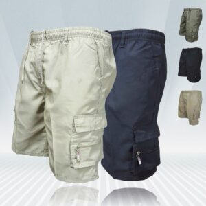 Bermuda Shorts masculinos respiráveis com bolsos múltiplos, casual de verão, praia