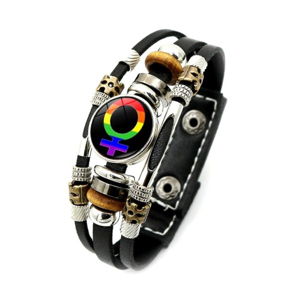 Pulseira LGBTQ orgulho arco-íris, bissexual pansexual snap botão, gay, amizade, lésbica, couro unissex - Image 4
