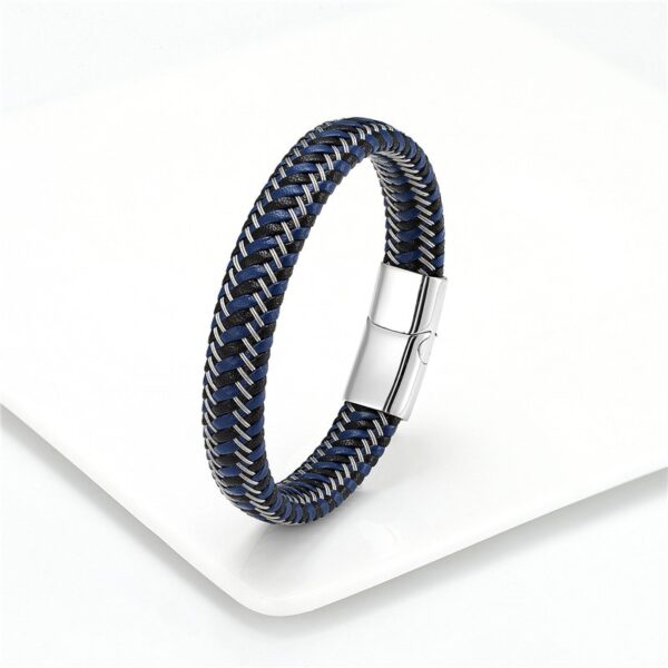 Pulseira de corda trançada, Aço inoxidável couro, jóias vermelhas masculinas - Image 15