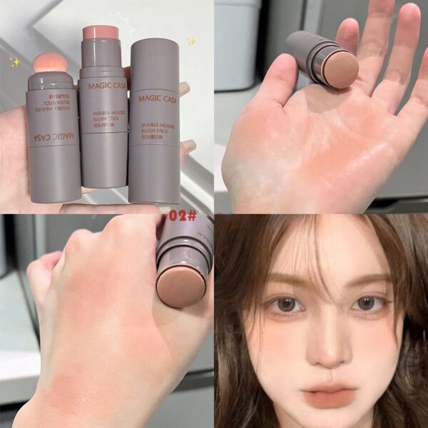 Batom duplo Blush Stick, Multi-Purpose, Duráveis, Brilhante Lábios, Bálsamo Bochecha, Esponja Facial, Coreano - Image 11