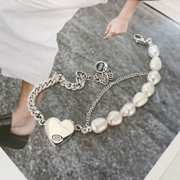 Pulseira feminina-VENTFILLE 925 Sterling Silver Pearls Bambu Knots, Coreano - Image 4