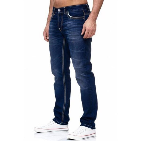 Calça Jeans masculina monocromático com bolsos, calça reta, casual, streetwear diário, primavera e verão - Image 5