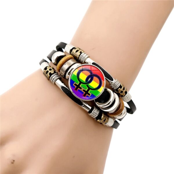 Pulseira LGBTQ orgulho arco-íris, bissexual pansexual snap botão, gay, amizade, lésbica, couro unissex - Image 8