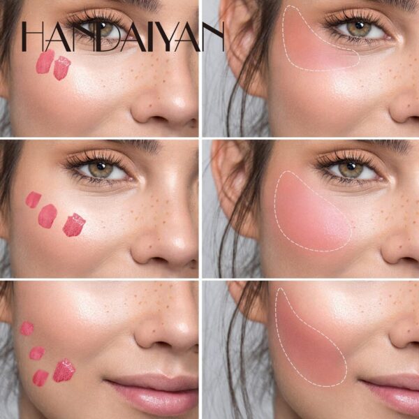 Blush de Maquiagem HANDAIYAN Multiuso Impermeável com Esponja, Líquido, Nutritivo, Bochecha, Cosméticos para Olhos e Lábios - Image 17