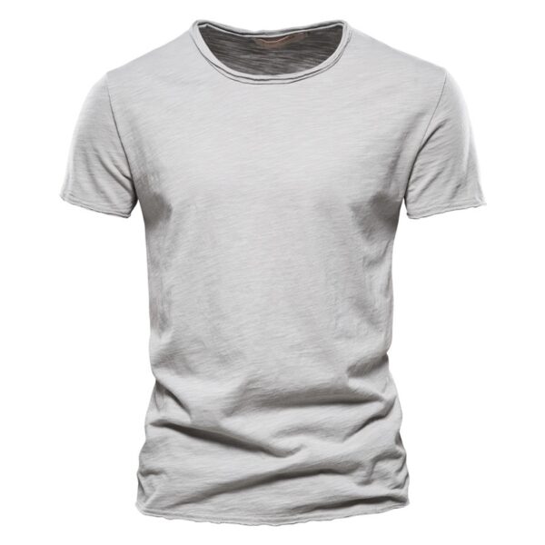 Camiseta monocromática com decote em O masculina, camiseta clássica, 100% algodão, alta qualidade, verão - Image 15
