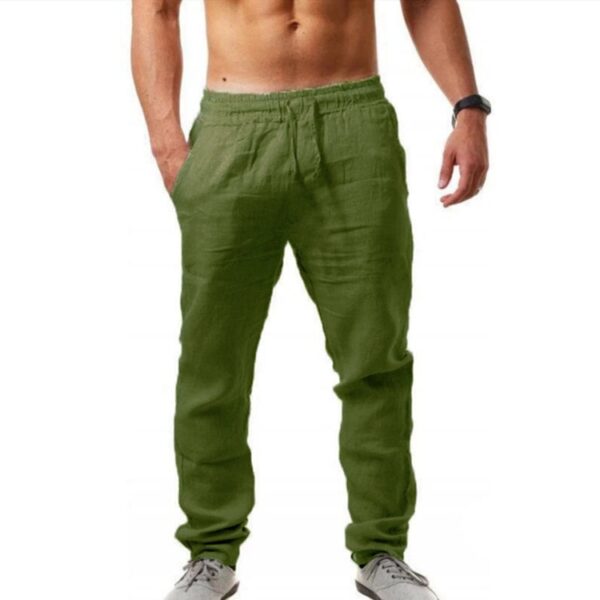 Calça Casual Algodão de linho masculino respiráveis, streetwear, jogging outono / verão - Image 7