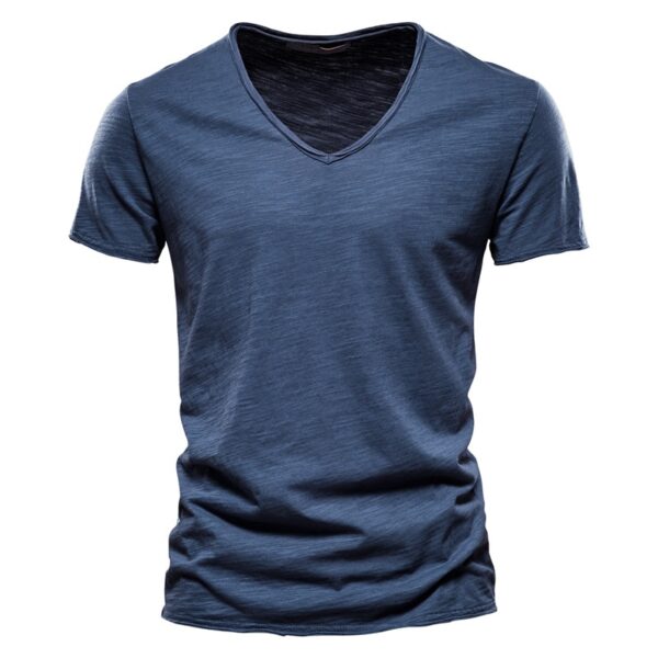 Camiseta monocromática com decote em O masculina, camiseta clássica, 100% algodão, alta qualidade, verão - Image 21