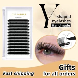 Cílios Falsos Y Forma, Extensões de Cílios, Natural Volume Brasileiro Fan Lash, Mão-Tecido Lash, YY, Double Tip Lashes, C D, 1 Case