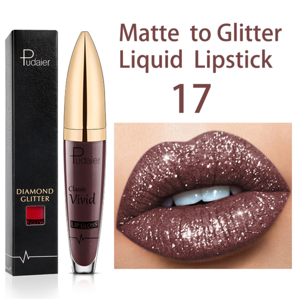 Batom Diamante brilho perolado brilho labial à prova waterproof água de longa duração fosco brilho - Image 16