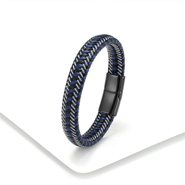 Pulseira de corda trançada, Aço inoxidável couro, jóias vermelhas masculinas - Image 17