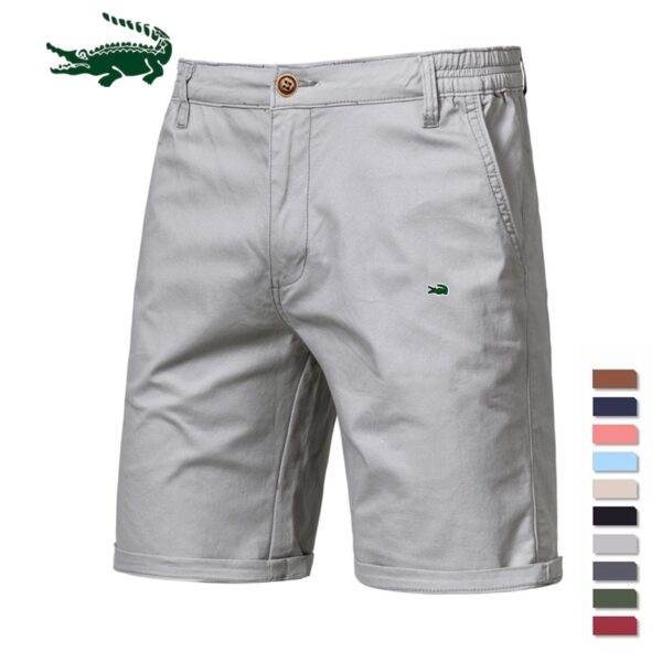 Bermuda 100% Algodão Sólidos 2023 Novo Verão, de Alta Qualidade Casual Business Social Cintura Elástica, 10 Cores - Image 11