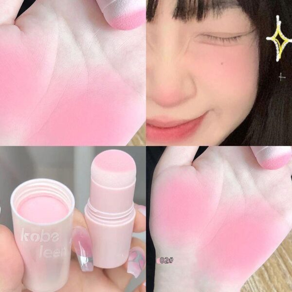 Batom duplo Blush Stick, Multi-Purpose, Duráveis, Brilhante Lábios, Bálsamo Bochecha, Esponja Facial, Coreano - Image 12