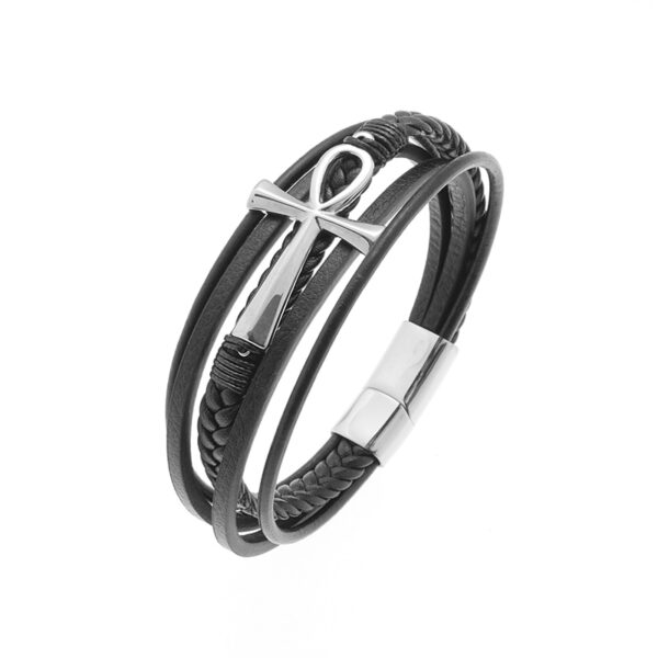 Pulseira de couro trançado à mão para homens e mulheres, cruz simples e delicada, amuletos cristãos - Image 17