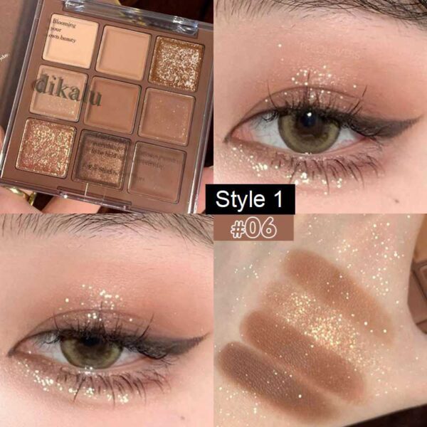 Sombra 9 Colors Glitter Eyeshadow Palette Pearlescent Matte Earth Color Acrílico Paleta de Sombras Impermeável, Coreano - Image 23