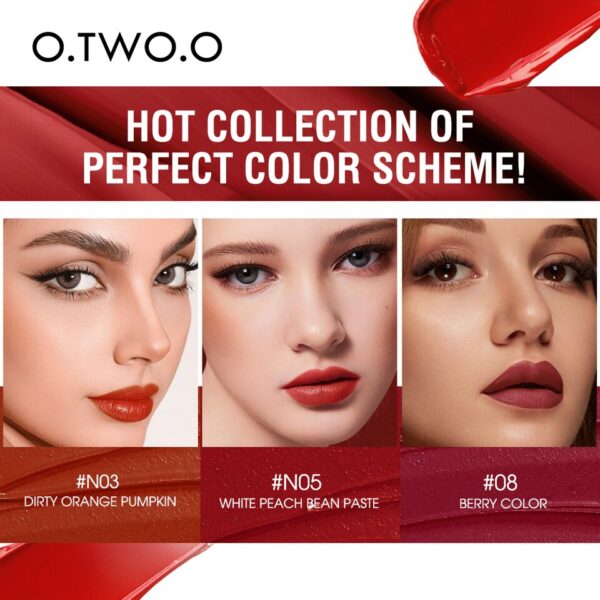 Batom Matte O.TWO.O, de longa duração 24h sem transferência tonalidade labial à prova d água bálsamo hidratação nude 6g gloss labial - Image 7